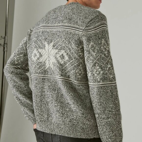 Lucky Brand Sweater Mens Size XL Intarsia Nordic Crew Neck Alpaca Blend Ribbed - Picture 2 of 15